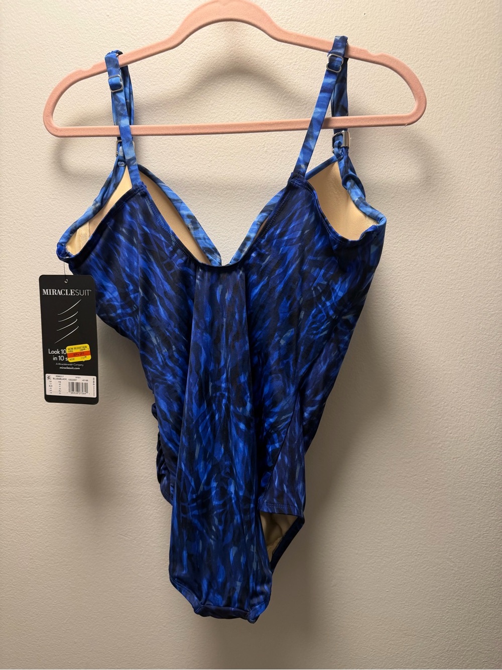 Miraclesuit Blue & Black NWT Sz 14 Padded Cup & Wire Adjustable Straps - Picture 6 of 9
